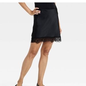 a new day Black Mini Skirt with Lace Hem